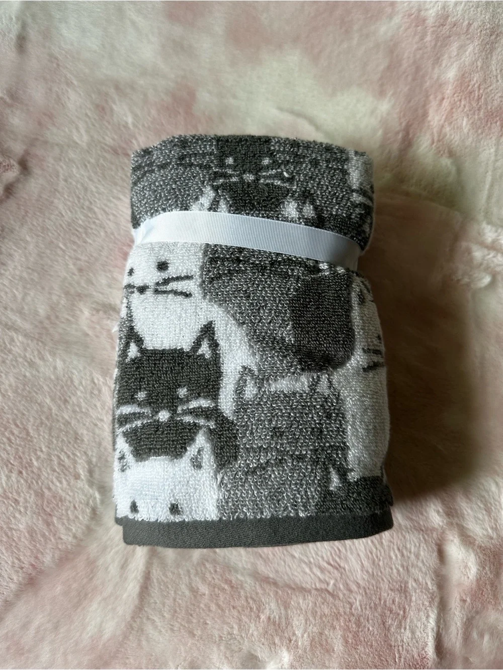 Gray Cat Print Set of 2 Hand Towels - Deborah Connolly Designs NWT